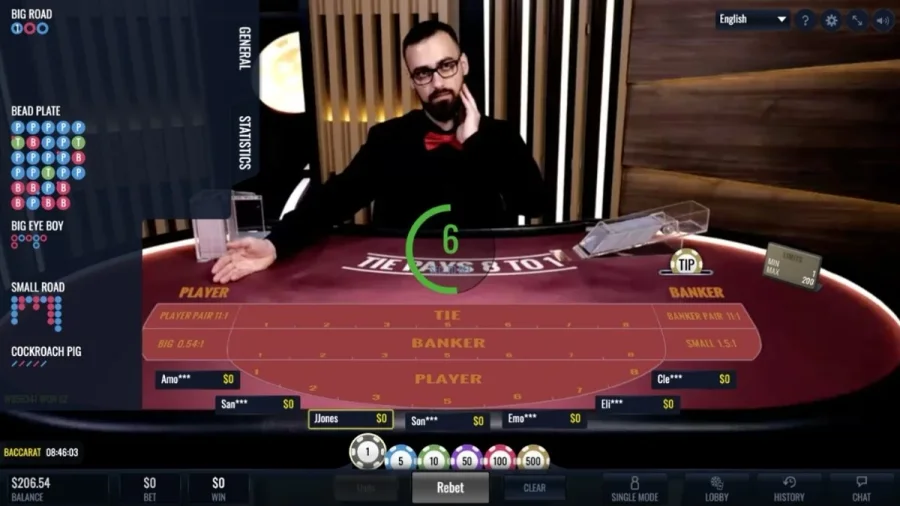 Step-by-step card tally breakdown illustrating natural 8 and 9 game round resolutions
