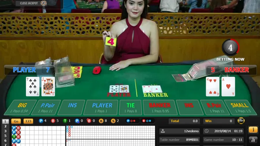 Live baccarat electronic scorecard displaying Big Road, Bead Plate, and streak indicators