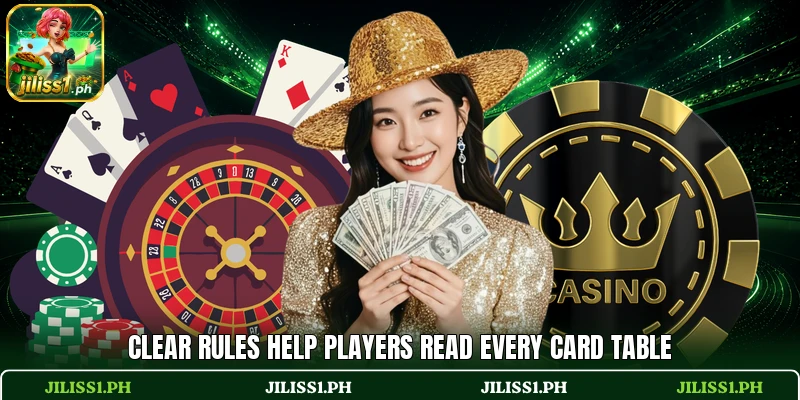 Clear rules help players read every card table Clear rules help players read every card table