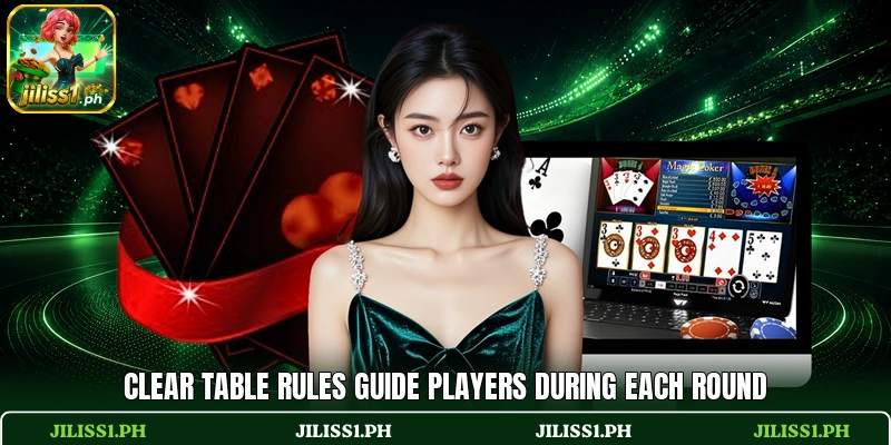Clear table rules guide players during each round Clear table rules guide players during each round