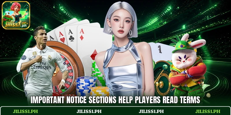 Important notice sections help players read terms