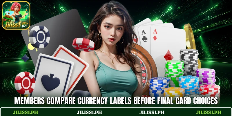 Members compare currency labels before final card choices Members compare currency labels before final card choices