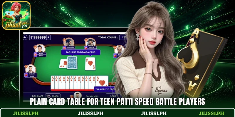 Plain card table for Teen Patti Speed Battle players