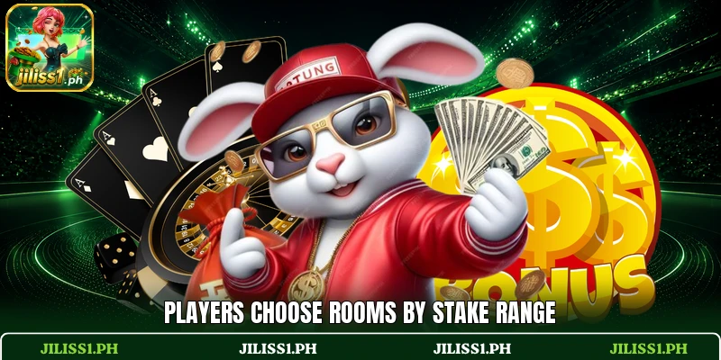 Players choose rooms by stake range