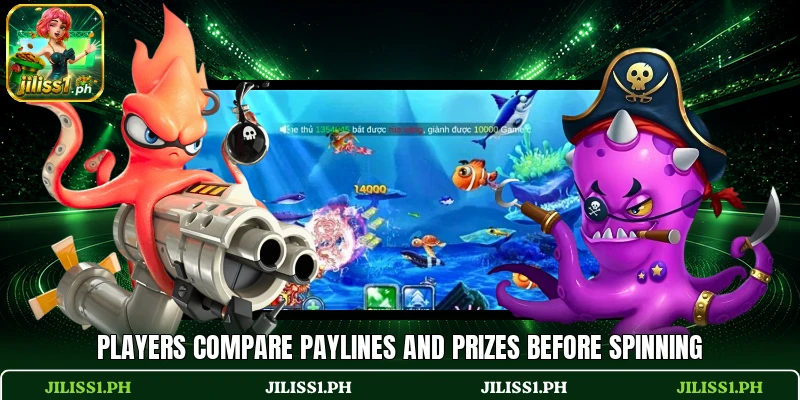 Players compare paylines and prizes before spinning Players compare paylines and prizes before spinning
